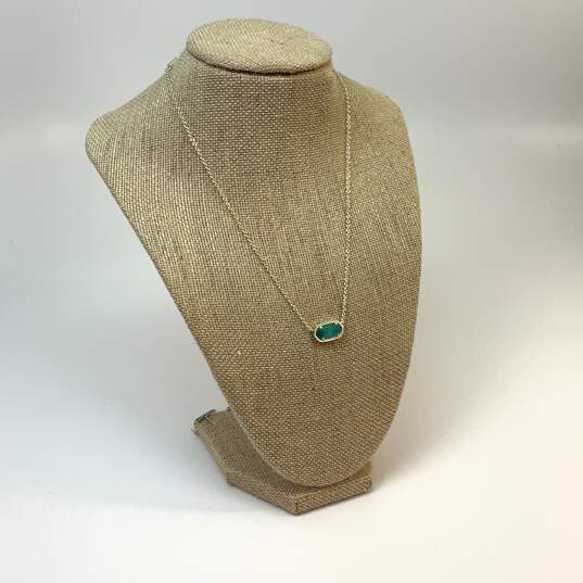 Designer Kendra Scott Gold-Tone CZ Stone Oval Chain Pendant Necklace image number 1