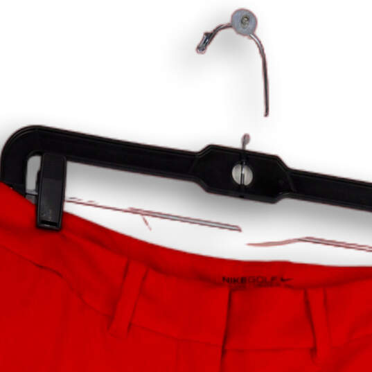 Womens Red Flat Front Pockets Hook & Eye Dri-Fit Golf Chino Short Size 6 image number 3