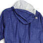 Womens Blue Plaid Long Sleeve Hooded Full-Zip Rain Coat Size Large image number 4