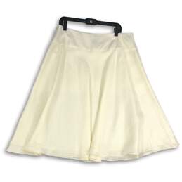 NWT Ralph Lauren Womens White Flat Front Knee Length Side Zip A-Line Skirt Sz 14 alternative image