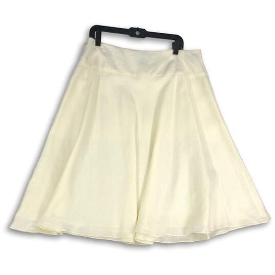 NWT Ralph Lauren Womens White Flat Front Knee Length Side Zip A-Line Skirt Sz 14 image number 2