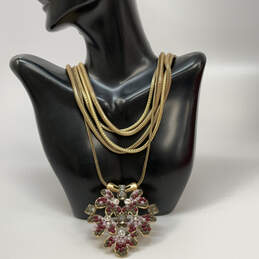 Designer Stella & Dot Gold-Tone Multistrand Crystal Stone Pendant Necklace