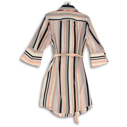 NWT The Limited Womens Multicolor Striped Belted 3/4 Sleeve Shirt Dress Size 12 image number 2