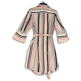 NWT The Limited Womens Multicolor Striped Belted 3/4 Sleeve Shirt Dress Size 12 alternative image