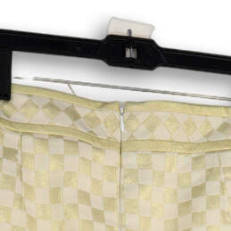 Womens White Gold Printed Back Zip Stretch Short Mini Skirt Size 10