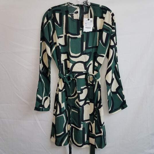 Zara frida abstract short printed belted dress XS image number 1