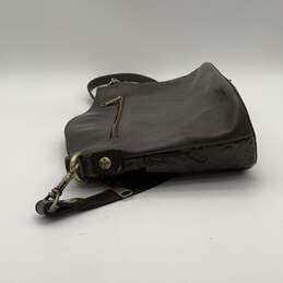 Womens Green Brown Floral Leather Adjustable Strap Pocket Zip Crossbody Bag