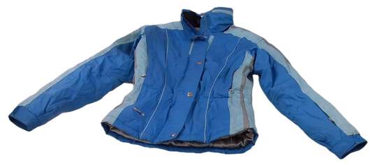 Vintage Girls Light Blue Long Sleeve Zipped Pockets Ski Jacket Size 20 image number 3