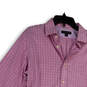 Mens Pink Plaid Spread Collared Long Sleeve Button-Up Shirt Size Medium image number 3