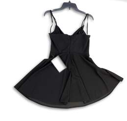 NWT Womens Black Spaghetti Strap Back Zip Fit & Flare Dress Size 11/12