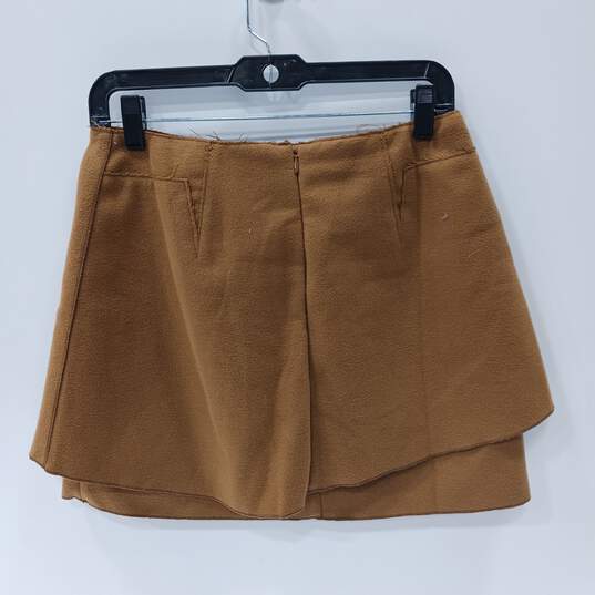 Anthropologie Meadow Rue Camel Double Buckle Mini Skirt Size 6 image number 2