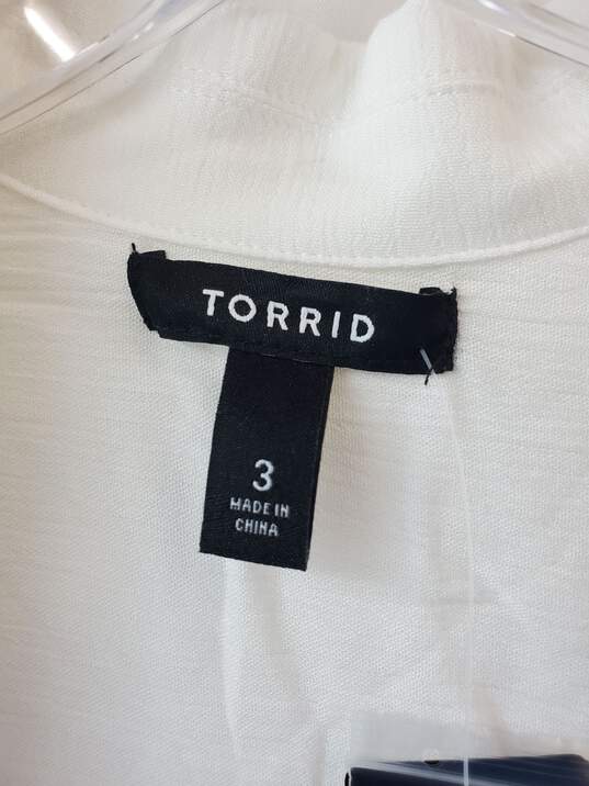 Torrid White Crinkle Gauze Shirt Kimono Size 3 image number 3