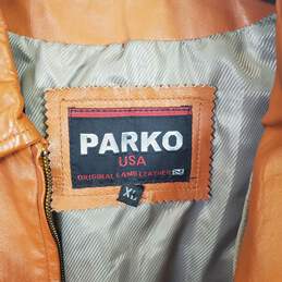 Parko Men Orange Leather Jacket SZ XL alternative image