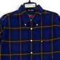 Mens Blue Black Plaid Collared Pocket Long Sleve Button-Up Shirt Size XL image number 3
