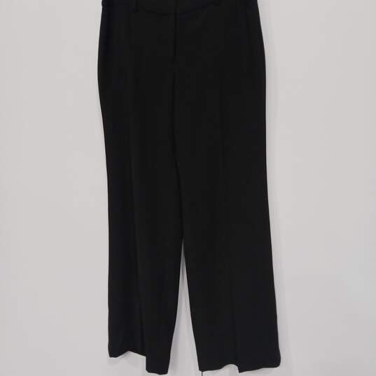 Womens Black Flat Front Pockets Straight Leg Dress Pant Size 10R image number 1