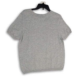 Womens Gray Knitted Short Sleeve Crew Neck Pullover Sweater Size Large alternative image