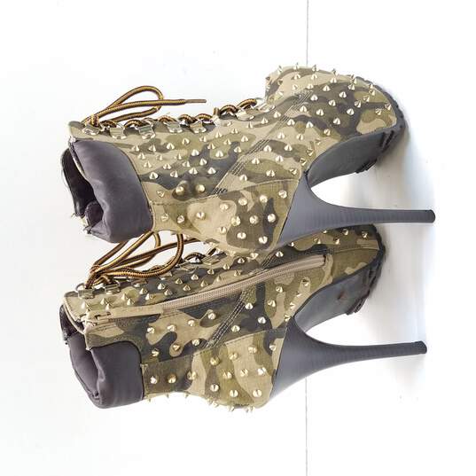 Alba Women's Green Camo Studded Platform Stiletto Boots Size 6 image number 4