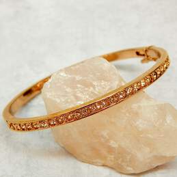 Givenchy Rose Tone Ice Rhinestone Hinged Bangle Bracelet 15.8g