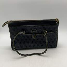 Dooney & Bourke Womens Black Blue Signature Print Double Top Handle Handbag