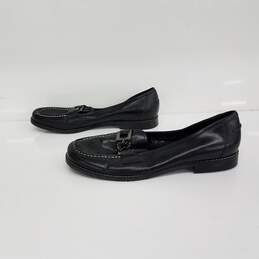 Franco Sarto Loafers Slip On Black Leather Shoes Size 10M