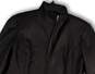 Womens Black Leather Long Sleeve Mock Neck Pockets Full-Zip Jacket Size S image number 3