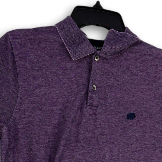 Womens Purple Collared Short Sleeve Side Slit Polo Shirt Size Medium image number 3