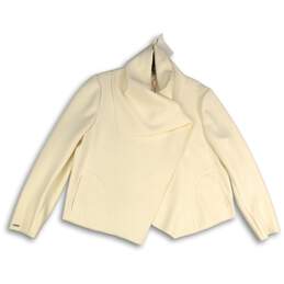 Anne Klein Womens White Long Sleeve Side Pocket Asymmetrical Scuba Jacket Sz XL