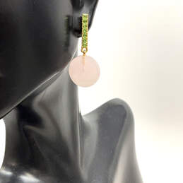Designer J. Crew Gold-Tone Pink Circular Crystal Stone Drop Earrings alternative image