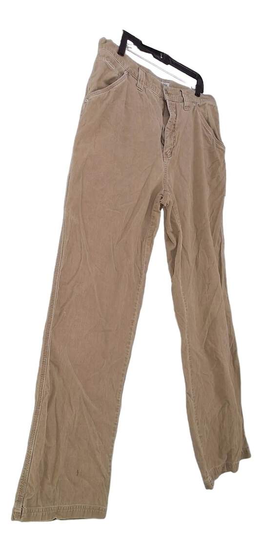 Mens Tan Corduroy Cargo Pockets Straight Leg Workwear Carpenter Pants Size 36 image number 3