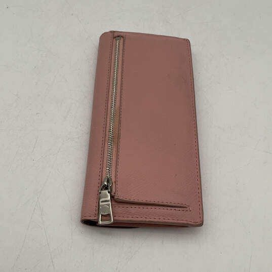 Womens Pink Leather Back Zipper Pocket Card Holder Snap Envelope Wallet image number 2