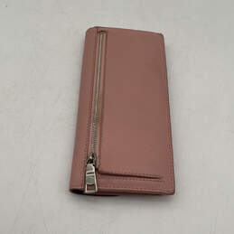 Womens Pink Leather Back Zipper Pocket Card Holder Snap Envelope Wallet alternative image
