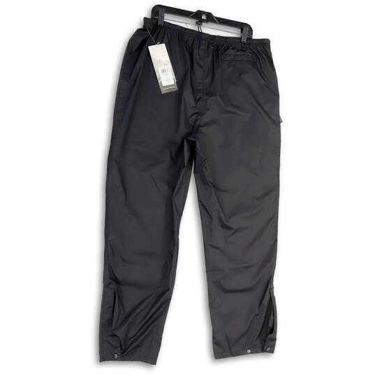 NWT Womens Black Elastic Waist Pockets Straight Leg Rain Pants Size XL image number 4
