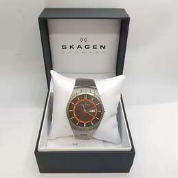 Skagen Denmark Super Hardened Mineral Crystal Black Dial Date Titanium Watch