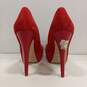Womens Red Leather Slip On Peep Toe Platform Stiletto Pump Heels Size EUR 37 image number 4
