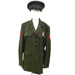 USMC Marine Corps Uniform Dress Alpha Coat Jacket Size 46R Green Shirt Pants Tie