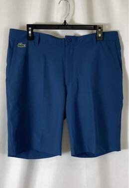 Lacoste Mens Blue Low Rise Flat Front Slash Pockets Golf Bermuda Shorts Size 34