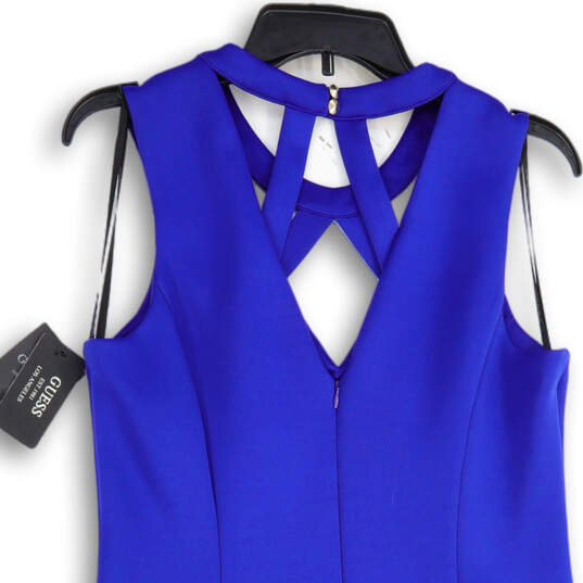 NWT Women Blue Cutout Front Sleeveless Round Neck Sheath Dress Size 14 image number 4