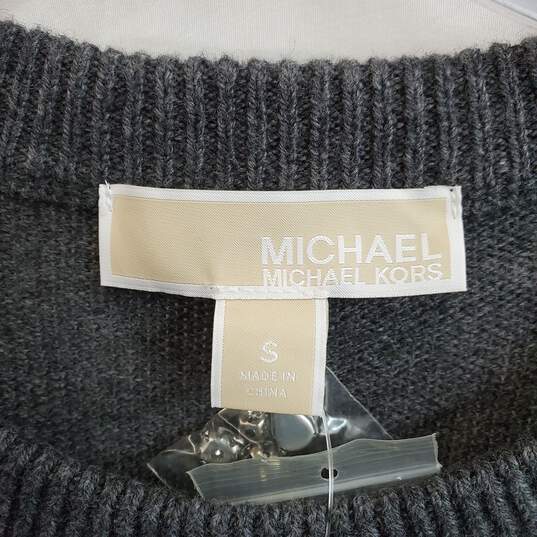 MICHAEL Michael Kors Gray Knit Rhinestone Embellished Sweater WM Size S NWT image number 3