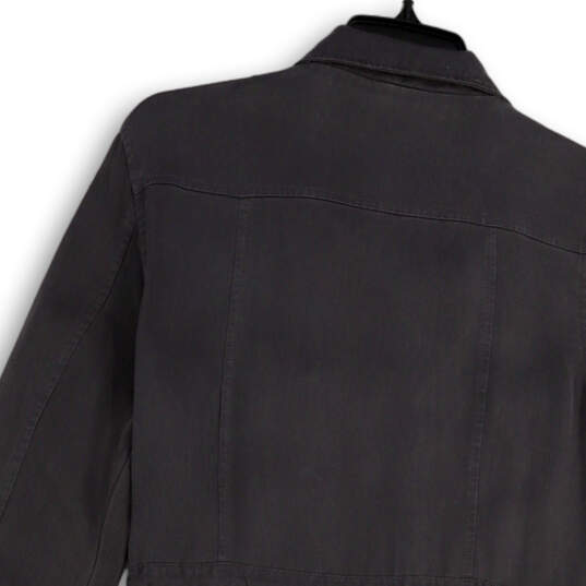 Womens Black Collared Pockets Long Sleeve Full-Zip Utility Jacket Size S image number 4