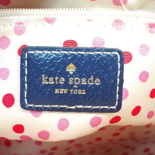 Kate Spade Leather Bowler Satchel Navy Blue image number 5