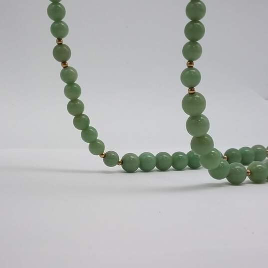 Sterling Silver Green Gemstone Gold Tone Bead 29in Necklace 75.1g image number 7