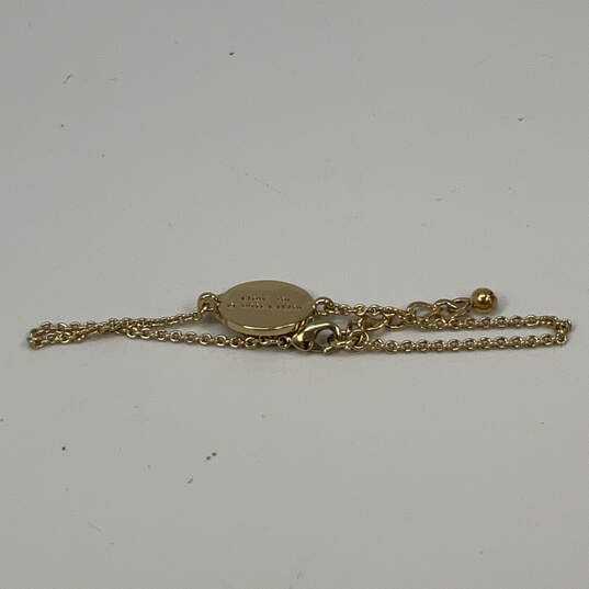 Designer Kate Spade Gold-Tone Rhinestone Alphabet D Link Chain Bracelet image number 2