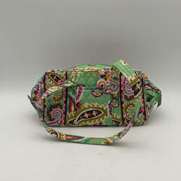 Womens Green Multicolor Flower Print Quilted Inner Pocket Zip Duffle Bag