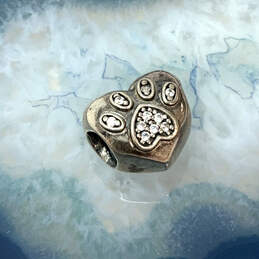 Designer Pandora S925 Sterling Silver Heart Shape Rhinestone Beaded Charm alternative image