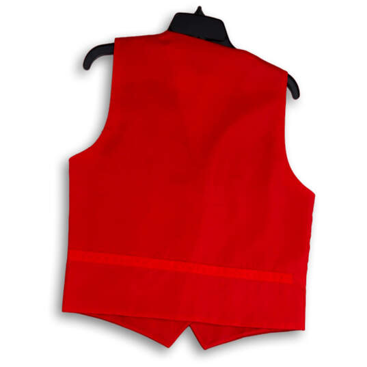 NWT Womens Red V-Neck Flap Pockets Sleeveless Button Front Vest Size 38 image number 2
