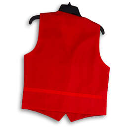 NWT Womens Red V-Neck Flap Pockets Sleeveless Button Front Vest Size 38 alternative image