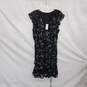 Banana Republic Black Floral Patterned Ruched Midi Dress WM Size 14 NWT image number 1