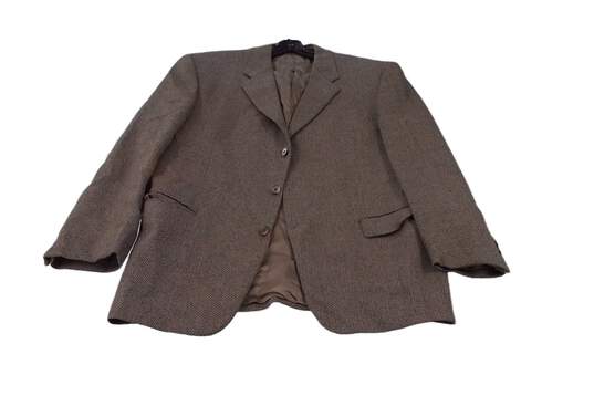 Mens Tan Long Sleeve Collared Pockets Blazer Suit Jacket Size 42L image number 4