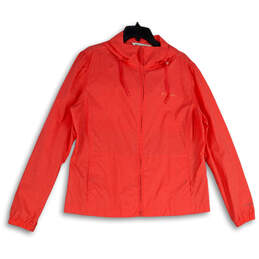 Womens Pink Long Sleeve Hooded Drawstring Activewear Full-Zip Jacket Sz XL