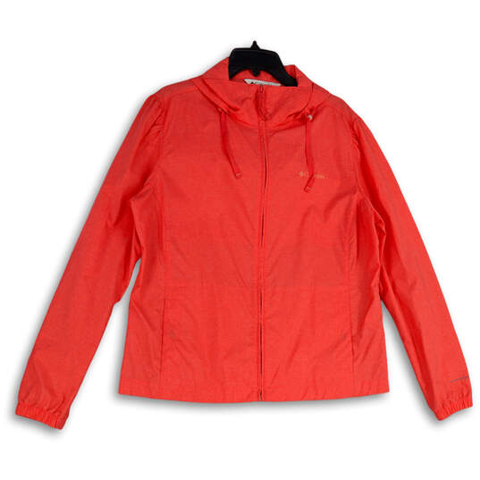 Womens Pink Long Sleeve Hooded Drawstring Activewear Full-Zip Jacket Sz XL image number 1